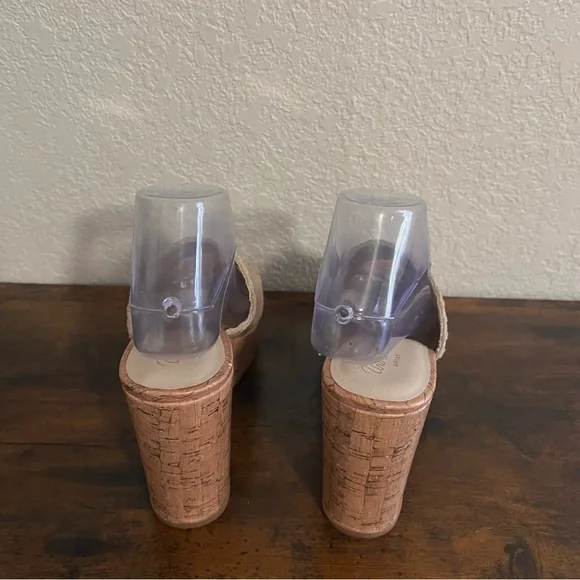 Ariat Taupe Suede Cork Wedge Mules - Picture 4 of 8